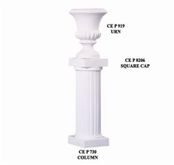 FLOWER/URN 12" SQUARE CAP x 5",WHITE