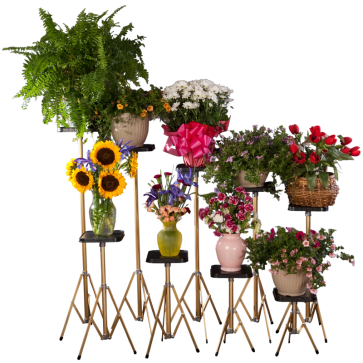 FLOWER STAND/SET OF 9 w/8" BLK MELMAC