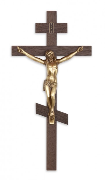 CRUCIFIX, ORTHODOX 12", WALNUT,BR.CORP