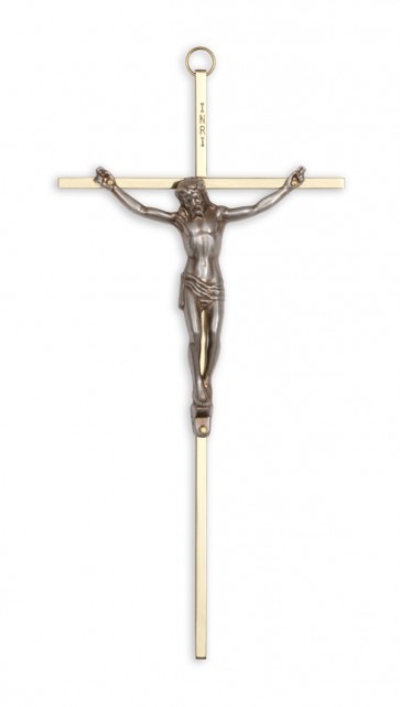 CRUCIFIX/10"BRASSw/SILVER CORPUS