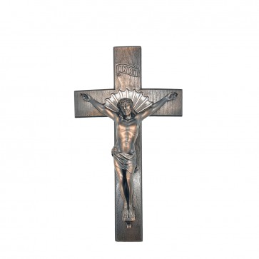 16" EXT. CRUCIFIX CURVED ANTIQUE BRASS