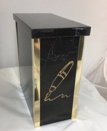 RECTANGULAR GREY MARBLE URN
