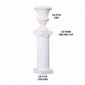 FLOWER/URN 12" SQUARE CAP x 5",WHITE