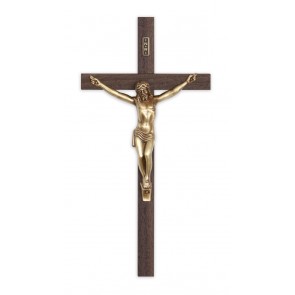 CRUCIFIX, EXTERIOR 12" WALNUT,BR.CORPU