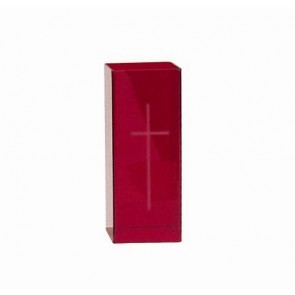 SQ. PLASTIC RUBY CANDLE HOLDER 4"x10"x4"