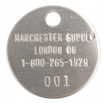 DISC,1.5"ST.STEEL w/SEQUENT.NO.+NAME