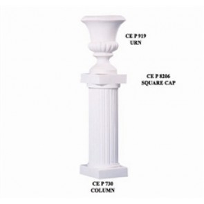 FLOWER/URN 12" SQUARE CAP x 5",WHITE