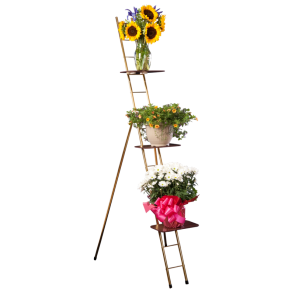 FLOWER LADDER RACK, 75" w/3 SHELVES