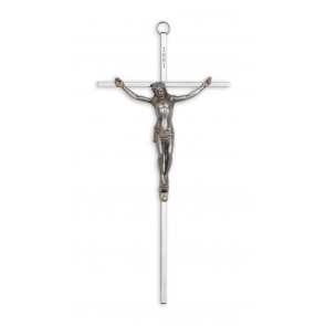 CRUCIFIX, 10" SILVER w/ANT.SILVER CORP