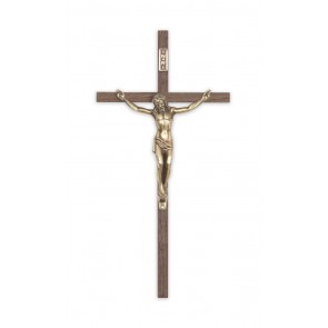 CRUCIFIX, 10" WALNUT w/BRONZE CORPUS