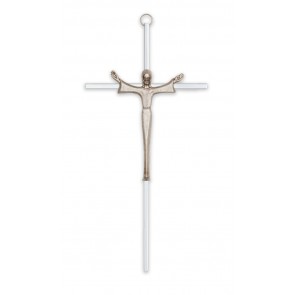 CRUCIFIX, 10" SILVER w/RISEN CHRIST CO